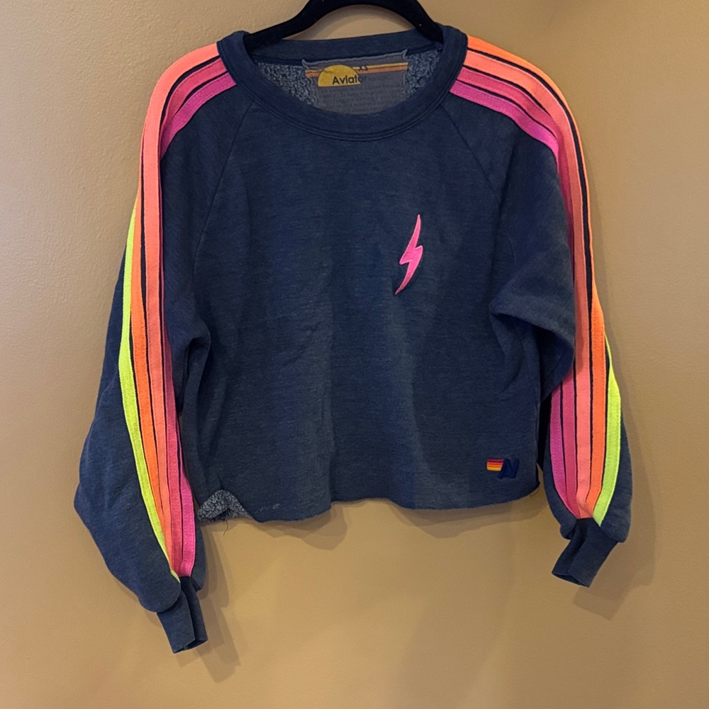 Aviator Nation Blue Tee with Sunset Stripes